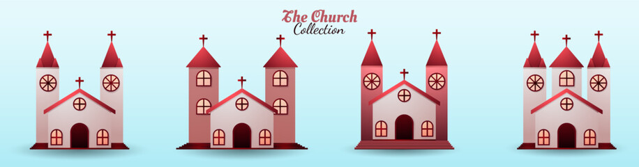 Fototapeta premium Set Church Icon Symbol Christianity Illustration Premium Vector