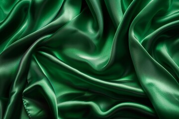 Abstract background made of silk fabric texture in green