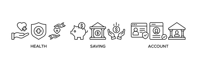 HSA banner web icon illustration concept for health saving account with icon and symbol of healthcare, growth, id card, and accounting