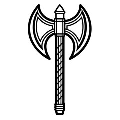Vector picture of a medieval war axe with a wooden handle

