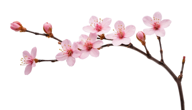 Isolated Twig Flowers with Soft Petals