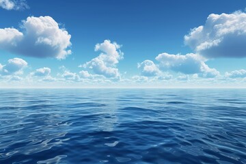 Fototapeta premium In the summer, blue sky, soft clouds, and underwater sea surface combine to create an underwater reflection of the blue sea surface.