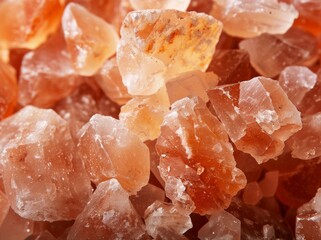 A close-up of himalayan salt or pink rock salt on a mobile device