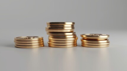 3D rendering of Gold Coins stack isolated on white