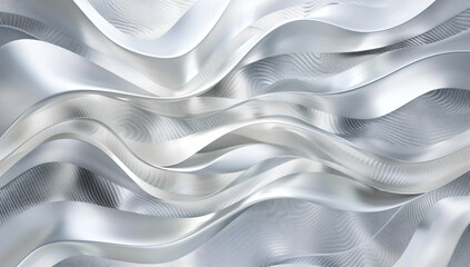 Abstract silver background with wavy lines and waves for design, banner or cover illustration.