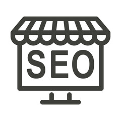 SEO optimization for marketing social media icon outline. Digital online marketing vector illustration