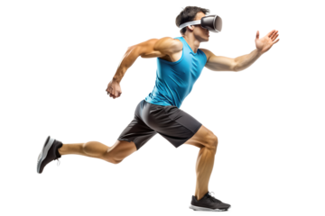 Runner with a virtual reality headset
isolated on a white background