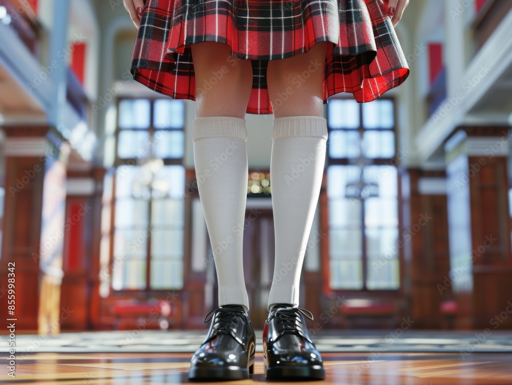 Wall mural Front view of elementary schooler in standard school attire