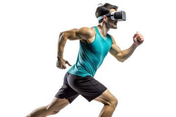 Runner with a virtual reality headset 
isolated on a white background