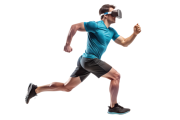 Runner with a virtual reality headset 
isolated on a white background