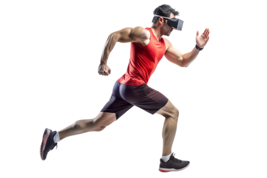 Runner with a virtual reality headset
isolated on a white background