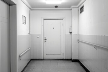 White Door. Accessible Entrance to Clean and Empty Room for Design Decoration