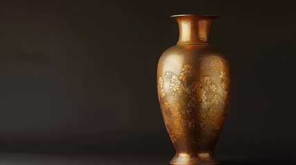 A golden vase with delicate floral patterns, symbolizing gold's use in art and decor, and as a store of value