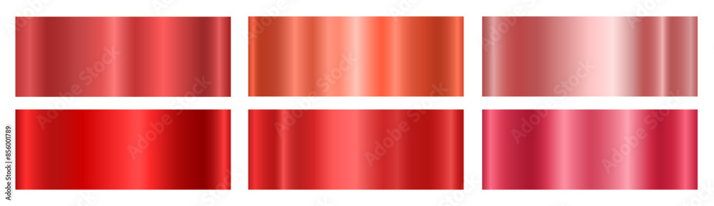 Wall mural a set of red glossy metallic gradients. metallic gradient effects for the design of text and bulleti