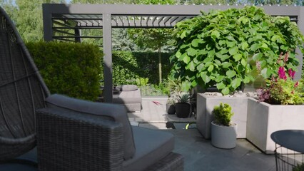 Modern Patio Design With Pergola and Seating