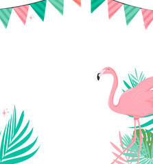 Flamingo birthday invitation celebration. vector illustration. © evalinavectors