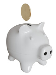 Piggy Bank with stock of coins 3D rendering isolated