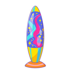 Vibrant cartoon illustration of colorful lava lamp, y2k aesthetic, perfect for retro-themed designs, playful decor, and nostalgic graphics.