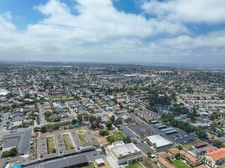 Aerial view of houses and communities in Vista, Carlsbad in North County of San Diego, California. USA.