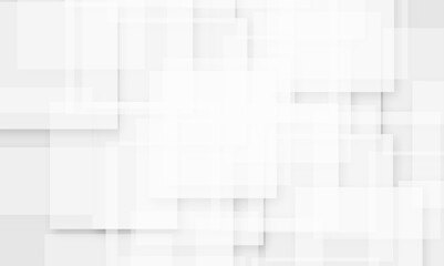 Abstract white and gray geometric overlay layer background on bright space with geometric decoration concept. Minimal futuristic element concept for poster, brochure, banner, wallpaper, cover, flyer.