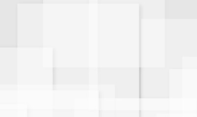 Abstract white and gray geometric overlay layer background on bright space with geometric decoration concept. Minimal futuristic element concept for poster, brochure, banner, wallpaper, cover, flyer.