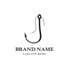 Vector Fishing Hook Logo Silhouette Icon