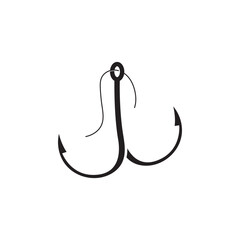 Vector Fishing Hook Logo Silhouette Icon