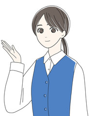 案内する女性