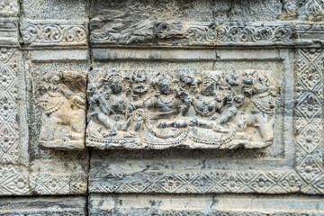 Avanti Swami Temple Ruins, ancient structure at historic site, Srinagar, Kashmir, India