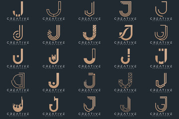 Mega logo collection, Abstract letter J logo design. icons for business