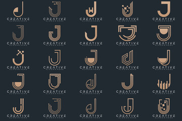 Mega logo collection, Abstract letter J logo design. icons for business