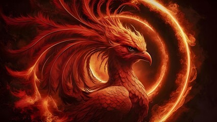 Abstract red phoenix with fire - 2