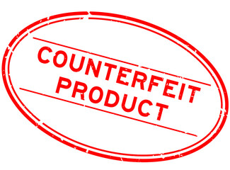 Grunge red counterfeit product word oval rubber seal stamp on white background