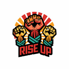 a logo for the rise up with the word rise up on it.