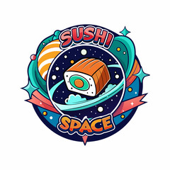 a logo for sushi and sushi with a place mat on it.