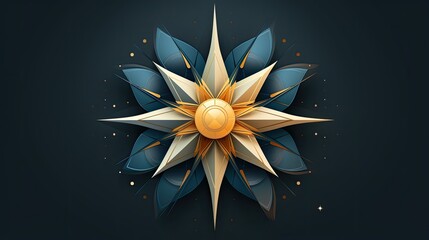 An illustration of a beautiful flower with intricate geometric patterns. The flower has eight petals, each with a unique design.