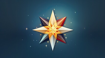 A beautiful illustration of a shining star. The star is made of multiple colors, including yellow, orange, red, and blue.