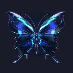 Design a futuristic AI Digital Butterfly with sleek, metallic wings for a tech logo, symbolizing innovation and transformation