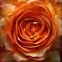 Vibrant Macro Shot of an Orange Rose in Full Bloom,  Close-Up View of Orange flower