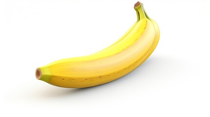 3D rendering of a bunch of yellow bananas on a white background. The bunch has three bananas, which are slightly curved and have a smooth, shiny skin.