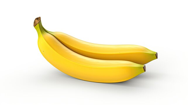 Two ripe yellow bananas isolated on white background.