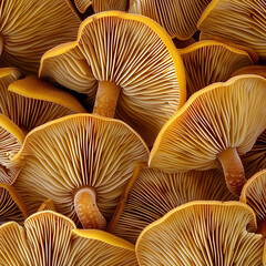 Intricate Macro Shot of Mushrooms - Detailed Top View of Forest Fungi