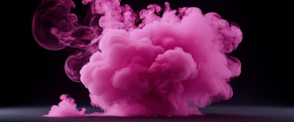 Abstract pink bubble bursting into colorful smoke isolated