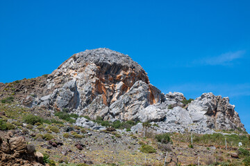 Rock formation at the coastline at the Therma Springs Beach Kos Island South Aegean Region...