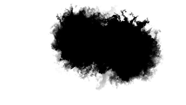 Black color inks drop composition splatter effect transition splatter blot spreading. flow spots spills paper reveal dripping streaks spread fluid alpha matte. watercolor swirls. Spraying paint