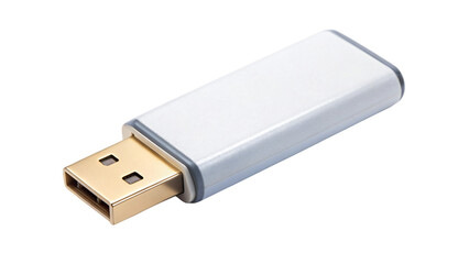 Isolated white USB flash drive for portable data storage on computers