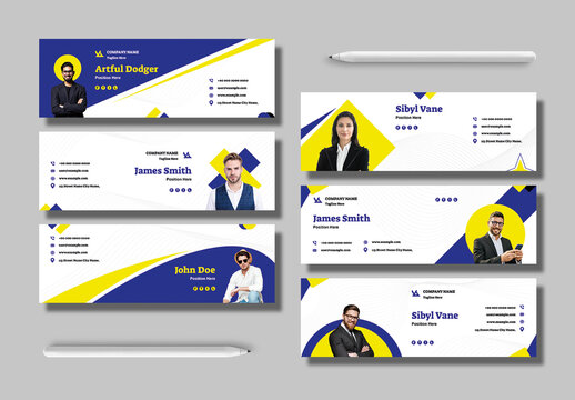 Email Signature Layout With Blue Accents