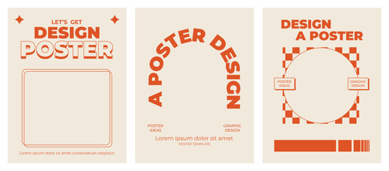 Retro poster with graphic elements of geometrical shapes vector. Trendy Y2k backgrounds for posters, prints, invitations or cards.
