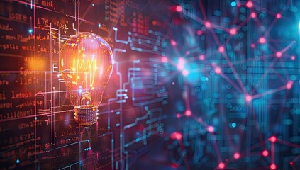 Obraz premium Illuminating Ideas with Digital Technology