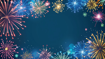 Fototapeta premium Fireworks frame in the night sky